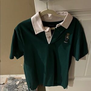 Polo by Ralph Lauren Kids Dark Green Rugby Polo with Cream Collar